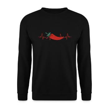 Chilischote Peperoni Geschenk Chili - Unisex Pullover - Schwarz - Vorne - Alina (178cm) & Michal (187cm)