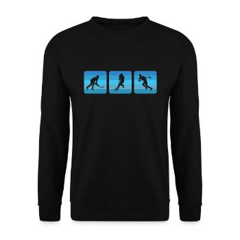 Floorball Floorball Silhouettes Floorball Players - Unisex Sweatshirt - black - Front - Alina (178cm) & Michal (187cm)