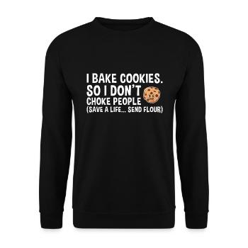 La cuisson sauve une vie... Envoyer un cookie de farine - Sweat-shirt Unisexe - noir - Devant - Alina (178cm) & Michal (187cm)