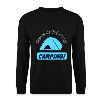 Neue Erfahrung - Camping! - Unisex Pullover - Schwarz - Vorne - Alina (178cm) & Michal (187cm)