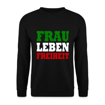 Frau leben freiheit - Unisex Pullover - Schwarz - Vorne - Alina (178cm) & Michal (187cm)