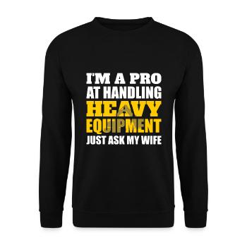 Retro Excavator Slogan Excavator Driver Construction Site - Unisex Sweatshirt - black - Front - Alina (178cm) & Michal (187cm)