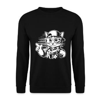 Gameing Consoles Cat Gift for Gamers / Gamers - Unisex Sweatshirt - black - Front - Alina (178cm) & Michal (187cm)