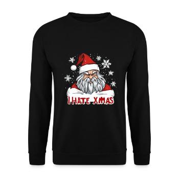 Ich hasse Weihnachten Lustig anti Weihnachten - Unisex Pullover - Schwarz - Vorne - Alina (178cm) & Michal (187cm)