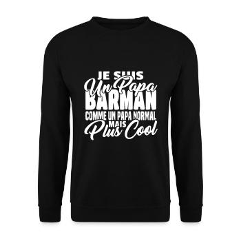 Papa barman mais plus cool - Sweat-shirt Unisexe - noir - Devant - Alina (178cm) & Michal (187cm)
