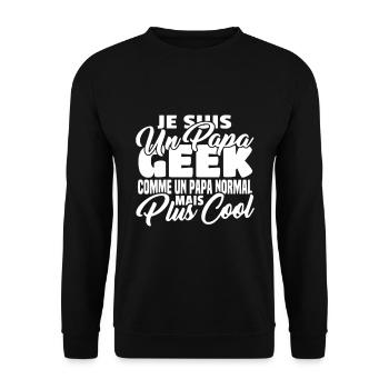 Papa geek mais plus cool - Sweat-shirt Unisexe - noir - Devant - Alina (178cm) & Michal (187cm)