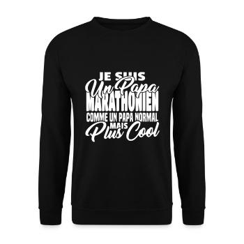 Papa marathonien mais plus cool - Sweat-shirt Unisexe - noir - Devant - Alina (178cm) & Michal (187cm)
