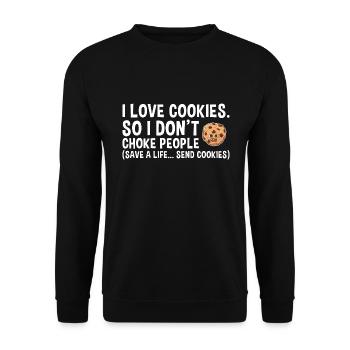 Baking Save A Life... Send Cookies Cookie - Unisex Sweatshirt - black - Front - Alina (178cm) & Michal (187cm)