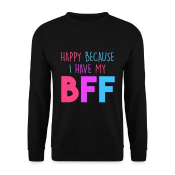 Glücklich, weil ich meine BFF habe - Unisex Pullover - Schwarz - Vorne - Alina (178cm) & Michal (187cm)