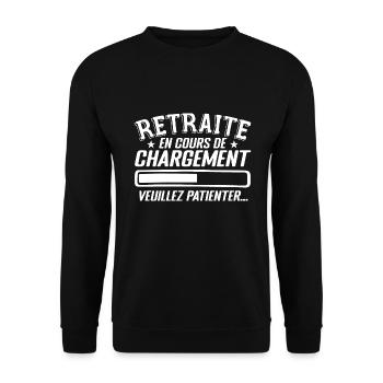 Retraite Est En Cours De Chargement... - Sweat-shirt Unisexe - noir - Devant - Alina (178cm) & Michal (187cm)
