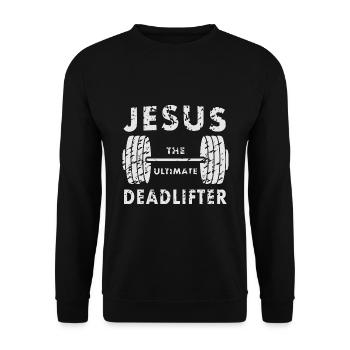 Jésus L’ultime soulevé de terre rétro Jésus - Sweat-shirt Unisexe - noir - Devant - Alina (178cm) & Michal (187cm)