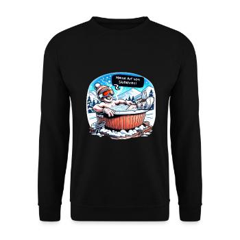 lustiger Skifahrer Meme für Ski Urlaub Apres Ski - Unisex Pullover - Schwarz - Vorne - Alina (178cm) & Michal (187cm)
