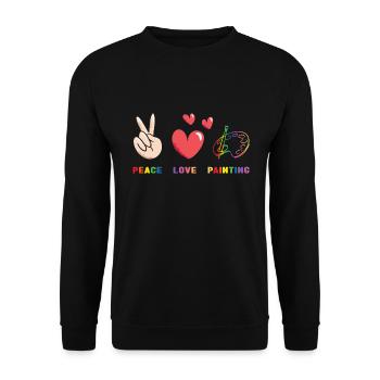 Painter Peace Love Painting - Unisex Pullover - Schwarz - Vorne - Alina (178cm) & Michal (187cm)