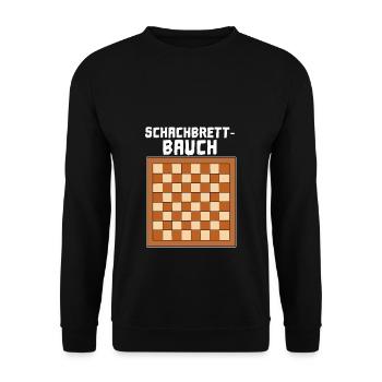 Schach Lustig Schachbrett Bauch Verein Geschenk - Unisex Pullover - Schwarz - Vorne - Alina (178cm) & Michal (187cm)