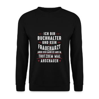 Lustig Buchhalter Steuerberater Fibu Geschenk - Unisex Pullover - Schwarz - Vorne - Alina (178cm) & Michal (187cm)