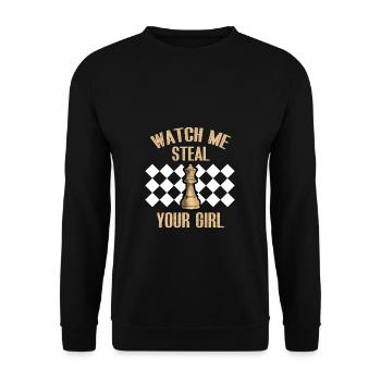 Jeu d'échecs de stratégie d'échecs jeu cadeau de - Sweat-shirt Unisexe - noir - Devant - Alina (178cm) & Michal (187cm)