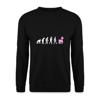 Funny Unicorn Evolution Fantasy Fairy Tales Gift - Unisex Sweatshirt - black - Front - Alina (178cm) & Michal (187cm)