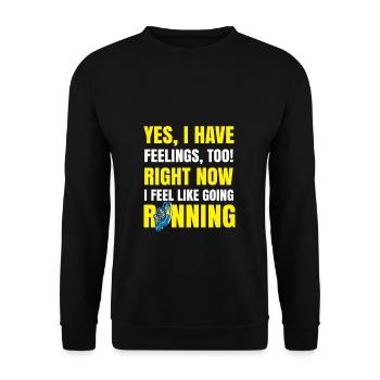 Laufen Rennen Fitness Joggerin Geschenk - Unisex Pullover - Schwarz - Vorne - Alina (178cm) & Michal (187cm)
