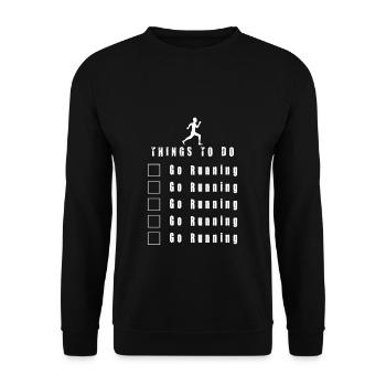 Laufen Rennen Fitness Joggerin Geschenk - Unisex Pullover - Schwarz - Vorne - Alina (178cm) & Michal (187cm)