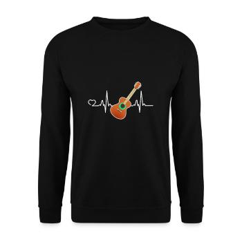 Gitarre Herzschlag E Gitarrist Musiker Geschenk - Unisex Pullover - Schwarz - Vorne - Alina (178cm) & Michal (187cm)