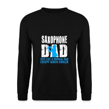 Saxophon Papa Blechbläser Blaskapelle Geschenk - Unisex Pullover - Schwarz - Vorne - Alina (178cm) & Michal (187cm)