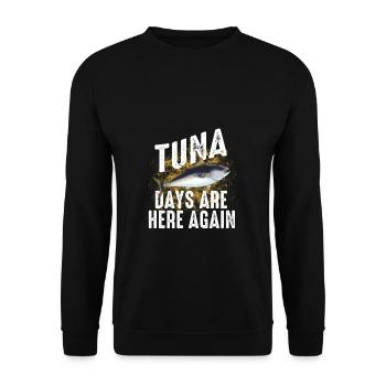 Lustig Thunfisch Angeln Hochseeangeln Geschenk - Unisex Pullover - Schwarz - Vorne - Alina (178cm) & Michal (187cm)