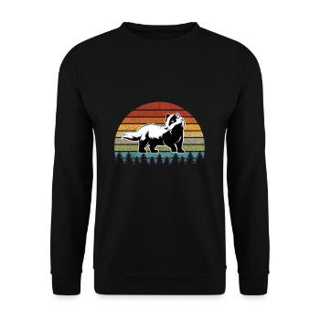 Lustig Honigdachs Dachs Retro Marder Geschenk - Unisex Pullover - Schwarz - Vorne - Alina (178cm) & Michal (187cm)