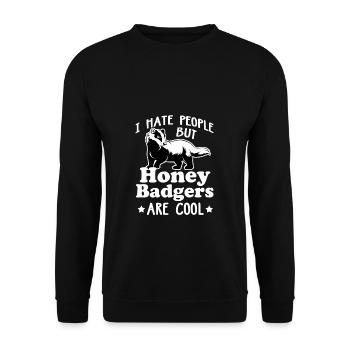 Lustig Honigdachs Ratel Dachs Mut Marder Geschenk - Unisex Pullover - Schwarz - Vorne - Alina (178cm) & Michal (187cm)