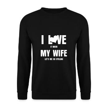 Cycling Husband Bicycle Cycling Bike Cyclist Gift - Unisex Sweatshirt - black - Front - Alina (178cm) & Michal (187cm)