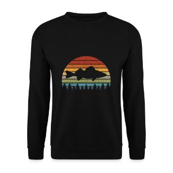 Glasaugenbarsch Lustig Zander Angler Geschenk - Unisex Pullover - Schwarz - Vorne - Alina (178cm) & Michal (187cm)