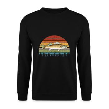 Walleye Fishing Retro Vintage Freshwater Fish Gift - Unisex Sweatshirt - black - Front - Alina (178cm) & Michal (187cm)