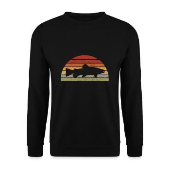 Funny Brown Trout Fishing Freshwater Fish Lake - Unisex Sweatshirt - black - Front - Alina (178cm) & Michal (187cm)