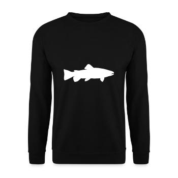 Lustig Angeln Forelle Fischen Angler Geschenk - Unisex Pullover - Schwarz - Vorne - Alina (178cm) & Michal (187cm)