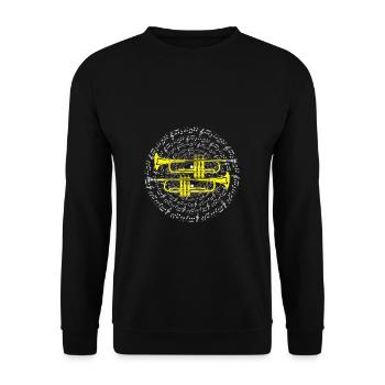 Trompete Blechblasinstrument Kornett Jazz Geschenk - Unisex Pullover - Schwarz - Vorne - Alina (178cm) & Michal (187cm)