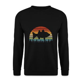 Cadeau amusant de pêche au bar blanc en eau douce - Sweat-shirt Unisexe - noir - Devant - Alina (178cm) & Michal (187cm)