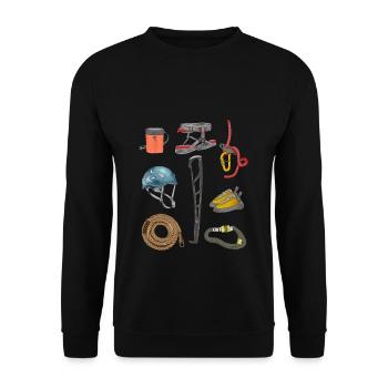 Fels Klettern Bouldern Berge Kletterer Geschenk - Unisex Pullover - Schwarz - Vorne - Alina (178cm) & Michal (187cm)