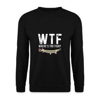 Lustig Hecht Angeln Fischen Angler Geschenk - Unisex Pullover - Schwarz - Vorne - Alina (178cm) & Michal (187cm)