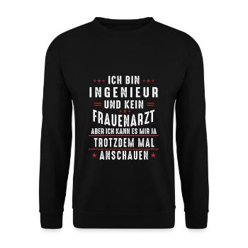 Engineer Gift for Civil Mechanical - Unisex Sweatshirt - black - Front - Alina (178cm) & Michal (187cm)