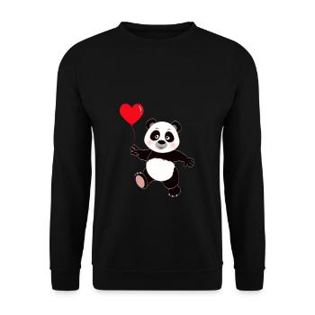 Panda Tier Geschenk Cartoon Kawaii - Unisex Pullover - Schwarz - Vorne - Alina (178cm) & Michal (187cm)