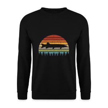 Funny Musky Fishing Freshwater Fish Graphic Gift - Unisex Sweatshirt - black - Front - Alina (178cm) & Michal (187cm)
