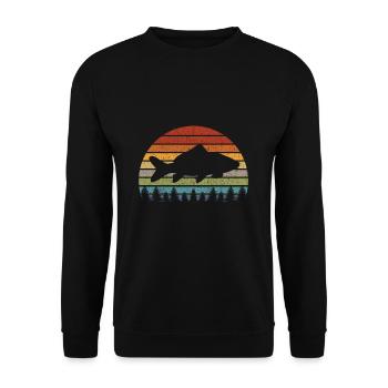 Lustige Gemeinsames Karpfenangeln Euro - Unisex Pullover - Schwarz - Vorne - Alina (178cm) & Michal (187cm)