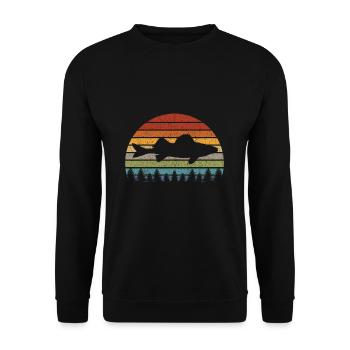 Lustig Kanadischer Zander Angler Geschenk - Unisex Pullover - Schwarz - Vorne - Alina (178cm) & Michal (187cm)