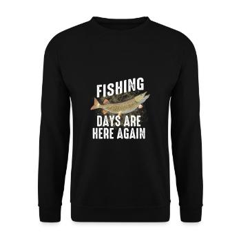Funny Northern Pike Fishing Freshwater Fish Gift - Unisex Sweatshirt - black - Front - Alina (178cm) & Michal (187cm)