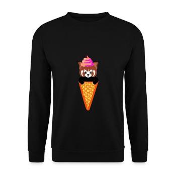 Funny Red Panda with Ice Cream Cute Animal Gift - Unisex Sweatshirt - black - Front - Alina (178cm) & Michal (187cm)