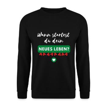 Wann startest du? - Unisex Pullover - Schwarz - Vorne - Alina (178cm) & Michal (187cm)