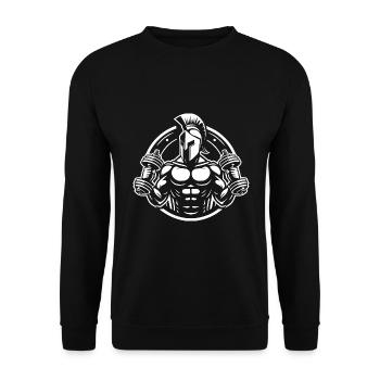 Sparta Spartaner Bodybuilder im Gym für Kraftsport - Unisex Pullover - Schwarz - Vorne - Alina (178cm) & Michal (187cm)