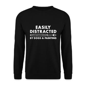 Painter Easily Distracted By Dogs And Painting - Unisex Pullover - Schwarz - Vorne - Alina (178cm) & Michal (187cm)