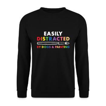 Painter Easily Distracted By Dogs And Painting - Unisex Pullover - Schwarz - Vorne - Alina (178cm) & Michal (187cm)