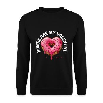 Valentine's Day Donut Heart Lovers Delicious Funny - Unisex Sweatshirt - black - Front - Alina (178cm) & Michal (187cm)
