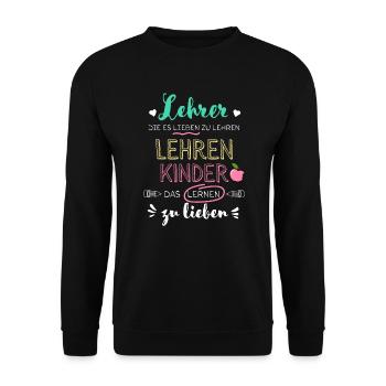 Lehrer Geschenk Grundschullehrerin Klasse Danke - Unisex Pullover - Schwarz - Vorne - Alina (178cm) & Michal (187cm)
